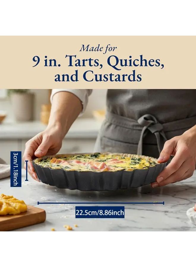2pcs 9 Inch Carbon Steel Non Stick Tart Molds with Removable Base - Image 3